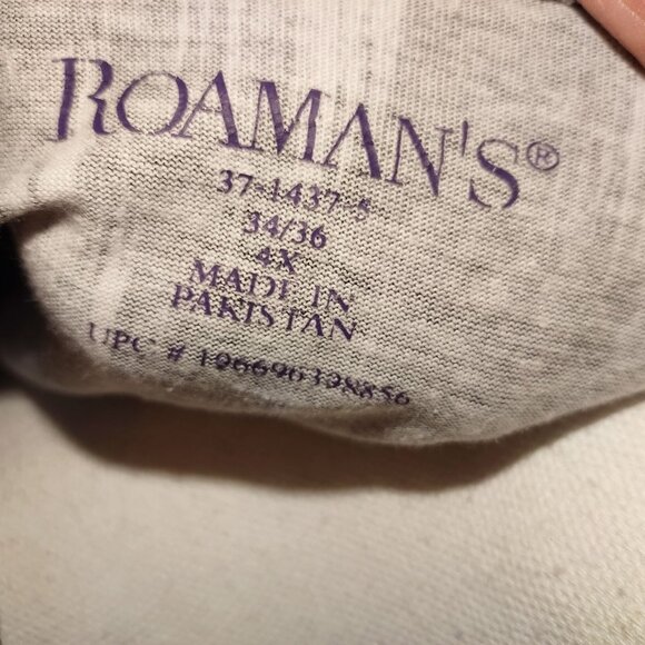 Roamans Womens Plus Size V-Neck Black & White Ikat Print Tunic Top X 34/36 - Picture 4 of 4